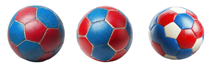 Red and Blue Soccer Balls Set – Isolated on White