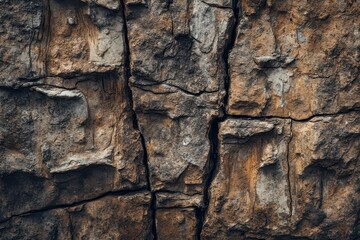a close up of a rock wall with cracks