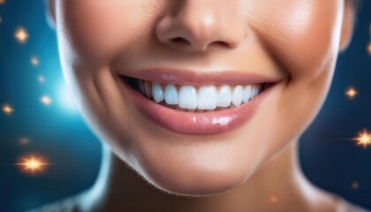 A close up view captures a radiant smile showcasing healthy teeth, reflecting dental excellence.