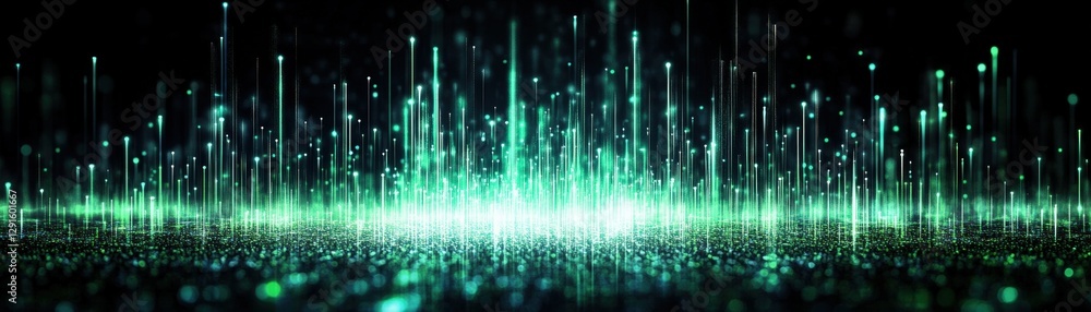 Aufkleber green abstract background with glowing lines and soft light effects for creative design projects
