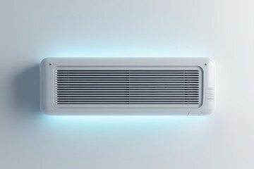 a white air conditioner with blue lights