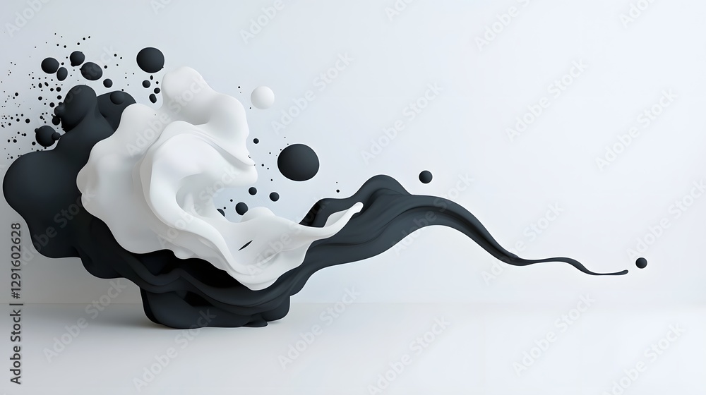 Poster gradient monochrome fade with abstract ink minimal design captivating digital artwork featuring a se