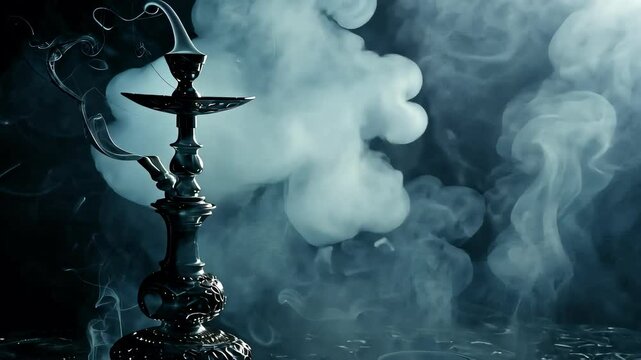 smoking hookah on a dark background