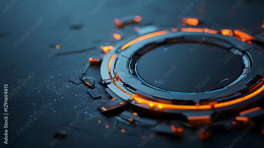 Poster high tech futuristic hud interface with glowing blue elements holographic edge effects and a clean c