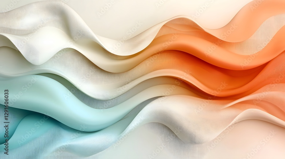 Poster holographic iridescent color waves flowing in a sleek modern abstract art design with a neutral cent