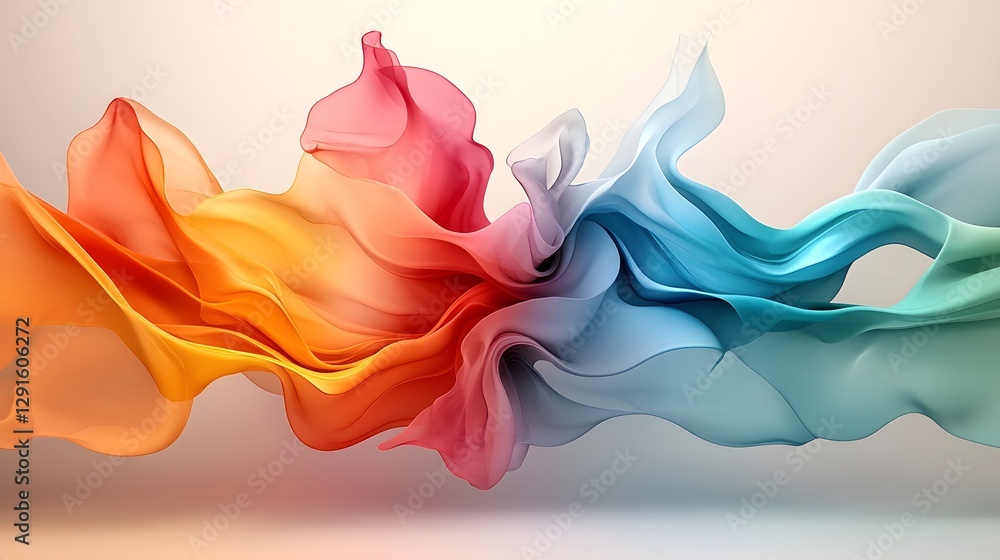 Aufkleber holographic iridescent color waves sleek modern abstract art with neutral center space captivating d