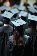 Graduates gather for ceremony in academic regalia. Generative AI