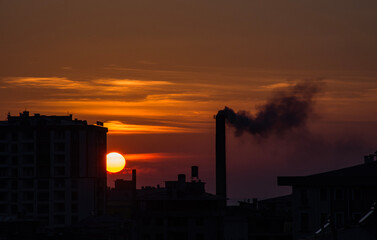 sunset in the city