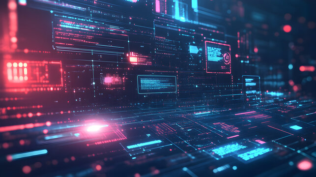 interface vector background with floating digital screens and interactive elements 