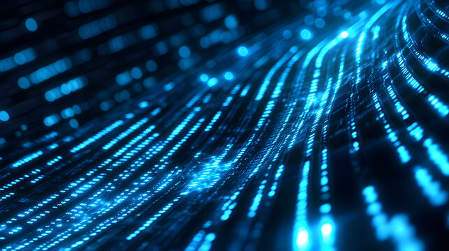 stream vector background with rapid-moving binary code and electric blue highlights 