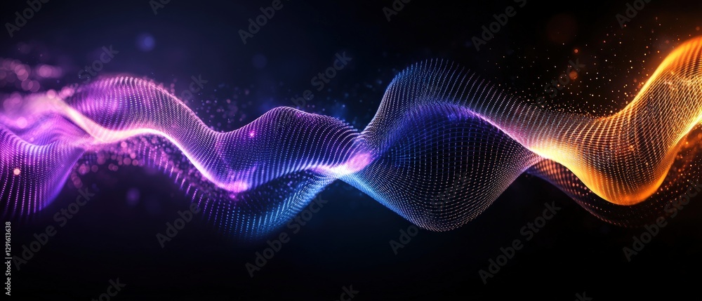 Poster abstract background featuring colorful lines particles and shapes in a dynamic composition with dept
