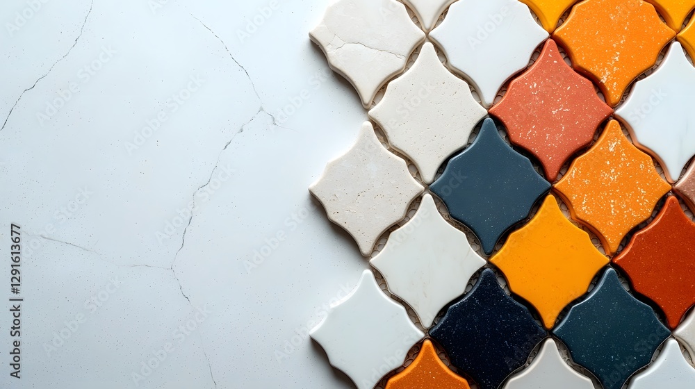 Poster intricate moroccan mosaic tile patterns featuring geometric designs in a neutral color palette with 