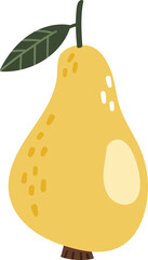 Pear isolated, healthy product, healthy life element, cartoon style, 