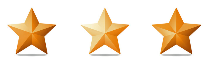 Fototapeta premium Three Yellow Stars on Transparent or White Background – Rating and Feedback Concept