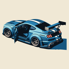 vector blue sports car illustration