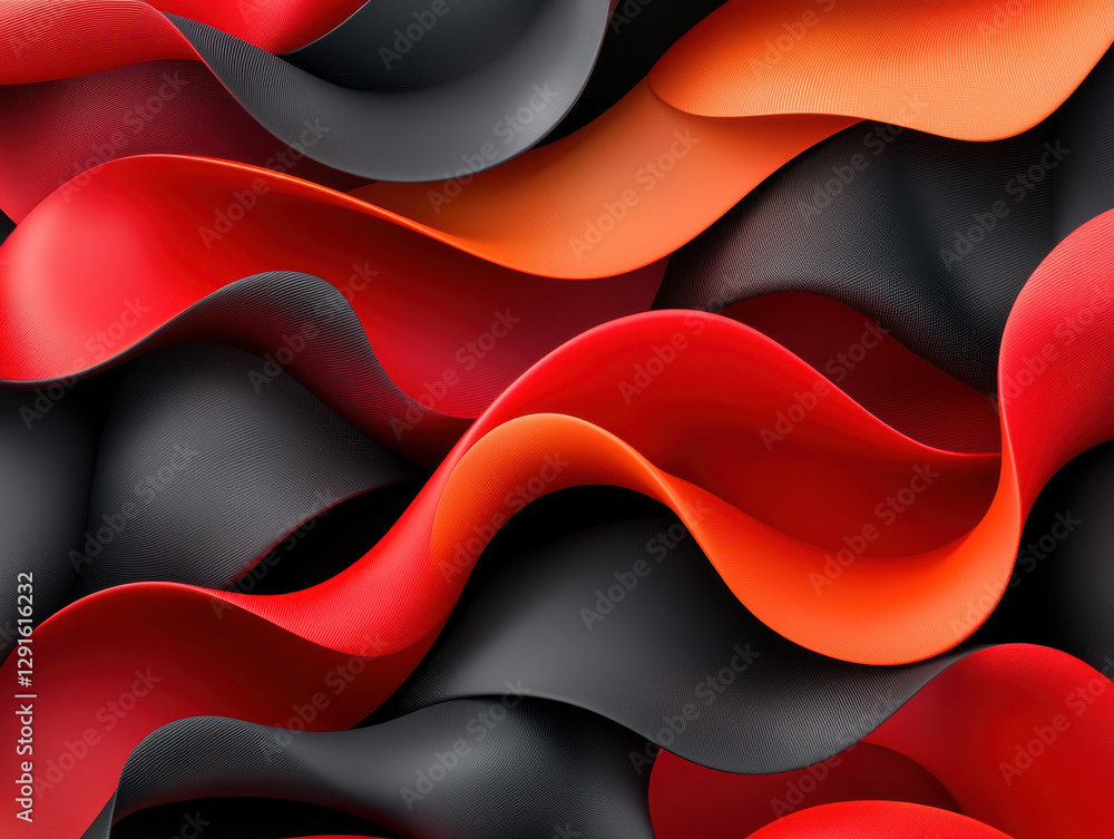 Aufkleber vibrant abstract design featuring flowing waves in red, black, and orange colors, creating dynamic a