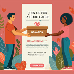 vector donation and charity poster illustration