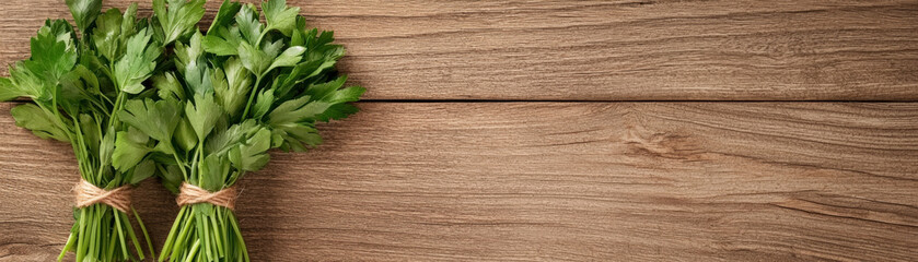 Obraz premium Zero Waste Food, Sustainability concept. Fresh herbs on wooden surface ready for culinary use.