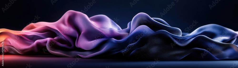 Poster three different colored silks draped on a dark background displaying texture and color variety