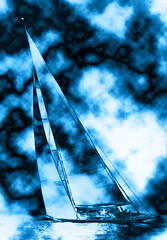 Jacht niebieski rysunek © g_oann