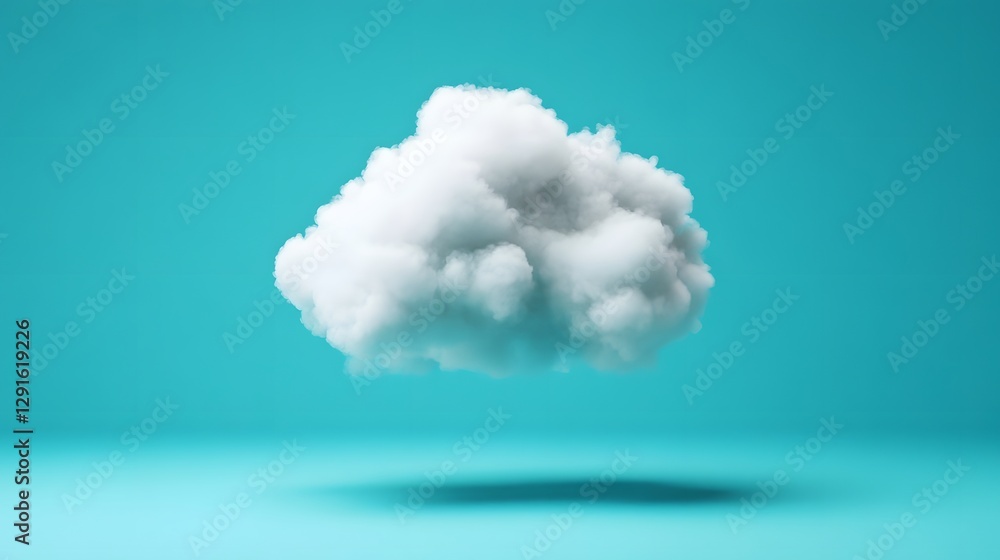 Poster innovative cloud technology visualized with floating digital elements