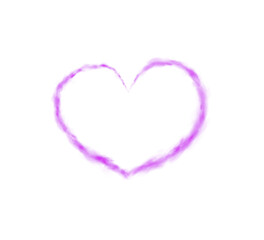 Graceful heart-shaped smoke swirls rise gently, symbolizing love and warmth. Soft purple waves create a dreamy, intimate atmosphere, perfect for romantic visuals or cozy, heartfelt moments. PNG.