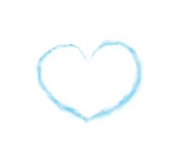 Graceful heart-shaped smoke swirls rise gently, symbolizing love and warmth. Soft blue waves create a dreamy, intimate atmosphere, perfect for romantic visuals or cozy, heartfelt moments. PNG.