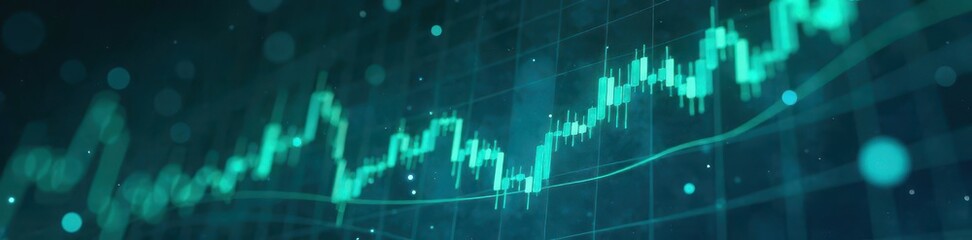 Icy blue and green glowing forex chart background with subtle motion effects, green, charts