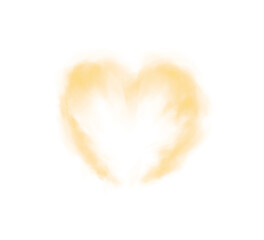 Graceful heart-shaped smoke swirls rise gently, symbolizing love and warmth. Soft yellow waves create a dreamy, intimate atmosphere, perfect for romantic visuals or cozy, heartfelt moments. PNG.