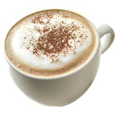Obraz premium Creamy hot chocolate cappuccino in a white mug