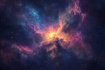 Obraz premium Stunning Colorful Cosmic Nebula in Deep Space with Stars