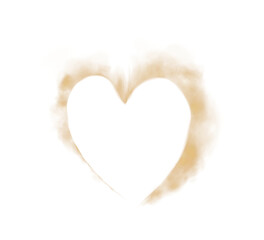 Graceful heart-shaped smoke swirls rise gently, symbolizing love and warmth. Soft golden waves create a dreamy, intimate atmosphere, perfect for romantic visuals or cozy, heartfelt moments. PNG.