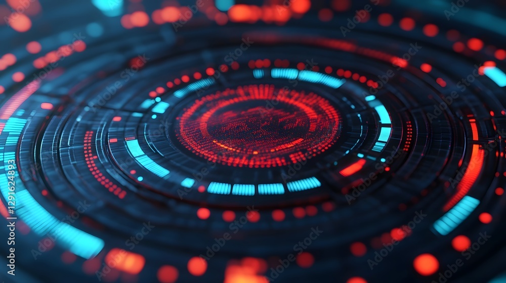 Poster futuristic data visualization infographic with glowing radial patterns