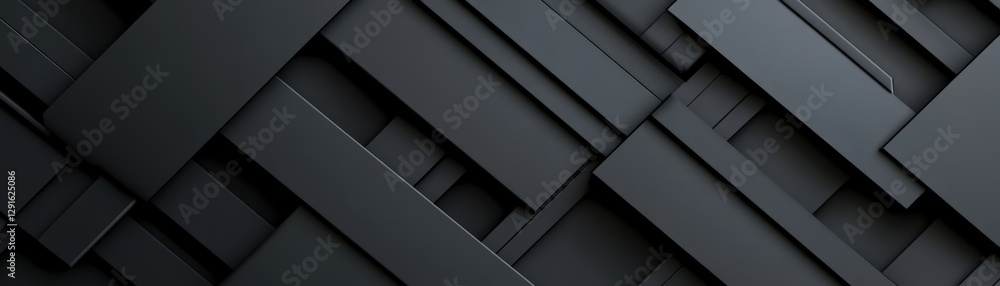 Poster black abstract background featuring 3d geometric shapes and a central photo element for design purpo