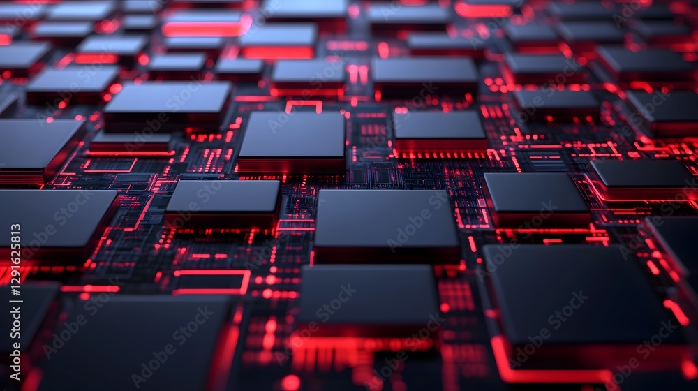 Poster cybersecurity infographic with digital circuits and data protection concept in 3d