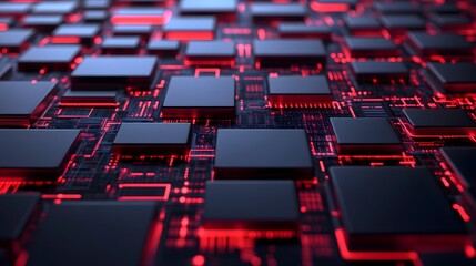 Cybersecurity Infographic with Digital Circuits and Data Protection Concept in 3D
