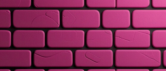 Close-up view of vibrant pink bricks creating a textured and modern background.