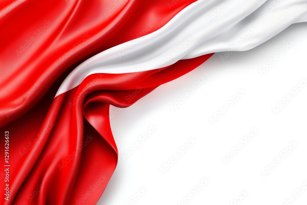 Aufkleber The red and white flag of Austria, set against a white background, in a vector art style. The design features elegant curves and flowing fabric, rendered in ultra-high resolution with a highly