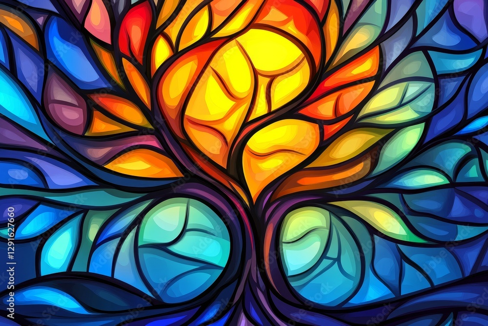 Aufkleber vibrant abstract art of a colorful tree with leaf patterns