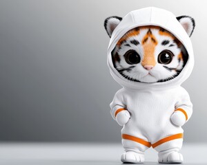 Cute cartoon tiger in a stylish hoodie, perfect for children's design projects.
