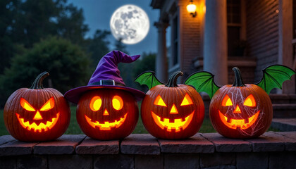 halloween pumpkin on a grave