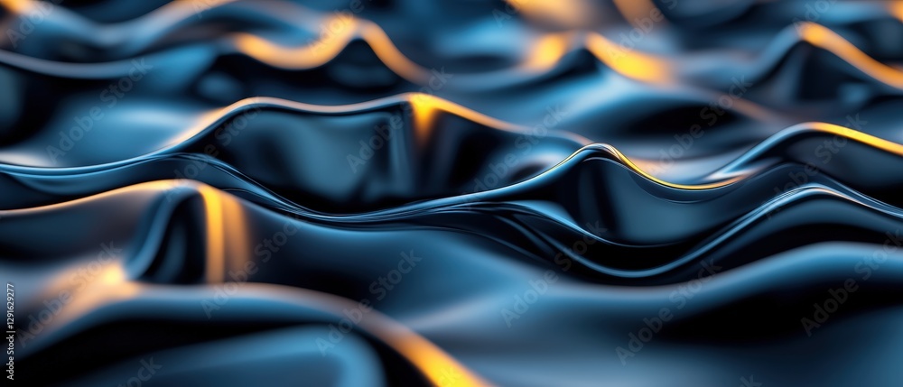 Poster close up of a blue and yellow wave pattern with smooth textured surface and abstract design