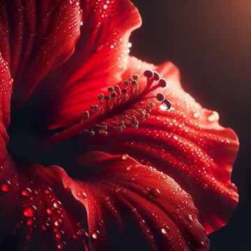 Hibiscus flower with waterdrops