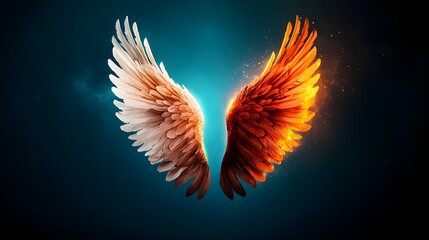 Majestic celestial angel wings spreading across a starry void emanating divine luminosity and mystical radiance  This ethereal