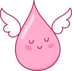 funny drop character with wings, isolated doodle sticker