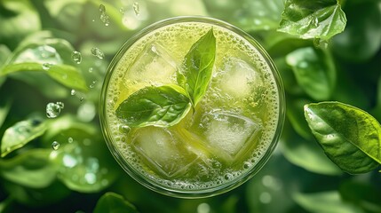 Close-up shot of an iced caramel macchiato, watermelon smoothies, orange smoothies, iced matcha tea, iced herbal tea