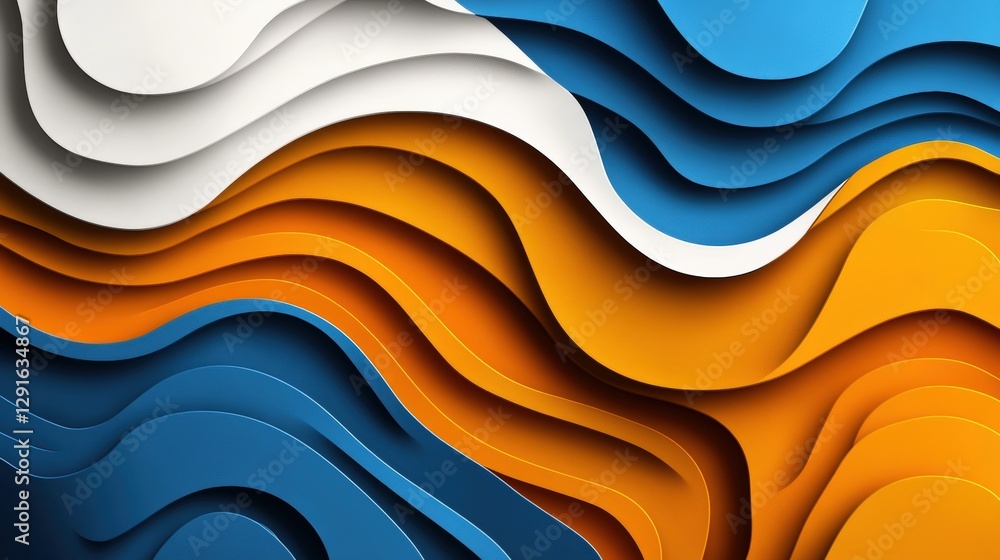 Poster intricate wave pattern with repeating curves and lines creating a beautiful visual rhythm and fluid 