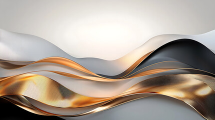 A gold and black wave with a white background. generated using AI