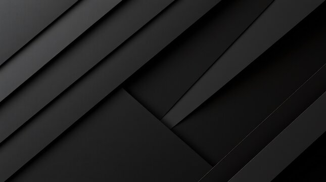 Modern minimalist background featuring overlapping diagonal planes in various shades of dark gray and black. Clean geometric design with subtle shadows creating depth for professional and tech-oriente