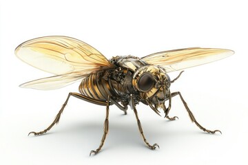 Detailed 3D Render of a Realistic Insect with Transparent Wings and Intricate Body Structure